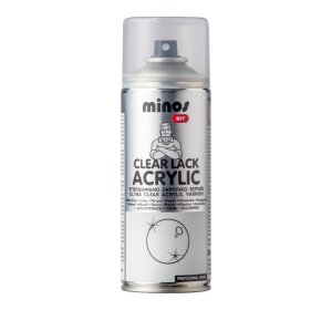 Minos Spray Clear Lack Acrylic Βερνίκι Επιφάνειας Άχρωμο Γυαλιστερό 180ml