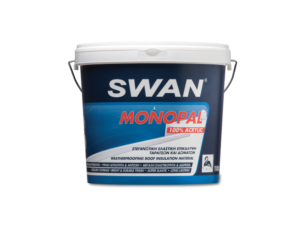 Swan Monopal Ελαστομερές Ακρυλικό Επαλειφόμενο Στεγανωτικό 12kg Λευκό