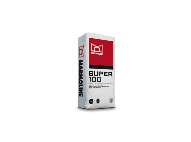 SUPER 100 25kg-Λευκή Ενισχυμένη Ρητινούχα Κόλλα Πλακιδίων
