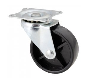 Ρόδα Φ38mm, Με πέλμα 46x38mm, 35kg, Γαλβανιζέ, Μαύρη
