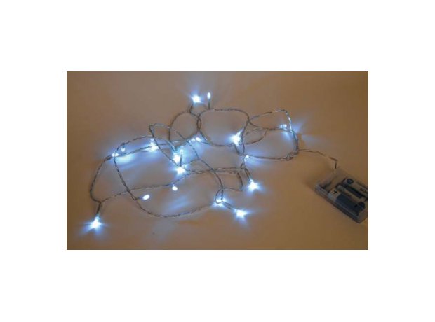 20 Φωτάκια LED Μπαταρίας Λευκό 2,4m Διάφανο καλώδιο