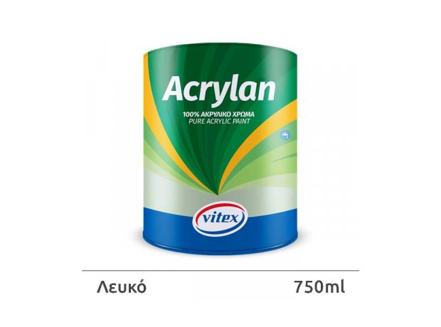 Acrylan 100% Λευκό 750ml-Ακρυλικό Χρώμα Υψηλής Ποιότητας