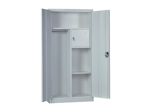 Ντουλάπα με εσωτερικό ντουλάπι μεταλλική άσπρη 90x45x185cm