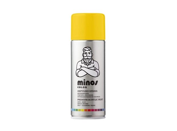 Minos Spray Σπρέι Βαφής Ακρυλικό Κίτρινο Ψευδαργύρου 1018 400ml