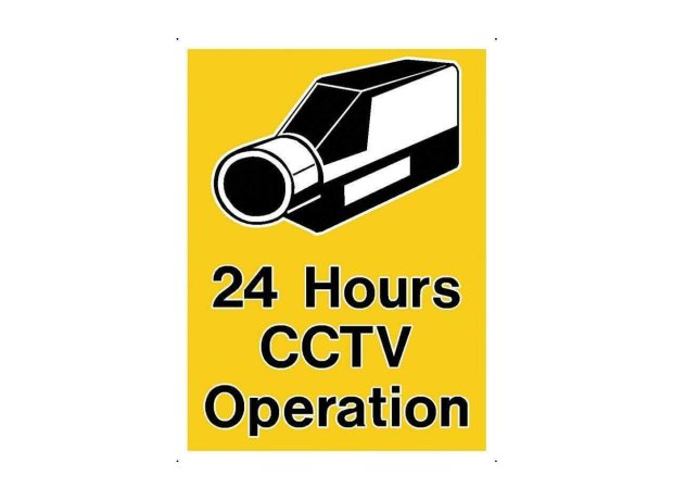 Πινακίδα σήμανσης αυτοκόλλητη "24 HOURS CCTV OPERATION"