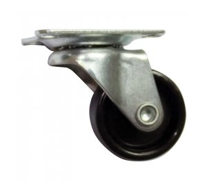 Ρόδα Φ25mm, Με πέλμα 38x32mm 20kg Γαλβανιζέ, Μαύρη