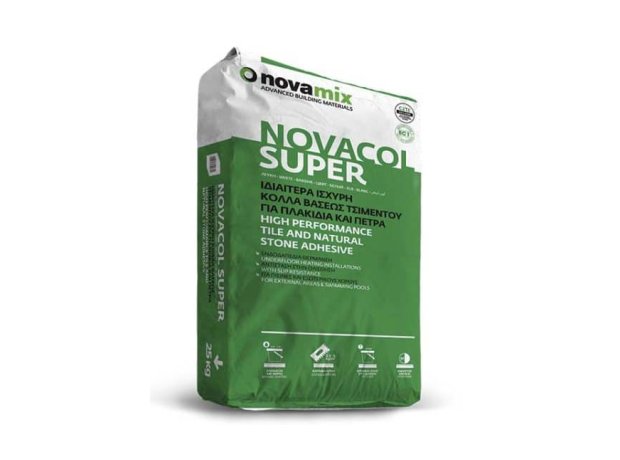 Novamix Novacol Super Κόλλα Πλακιδίων & Πετρών Λευκή 25kg