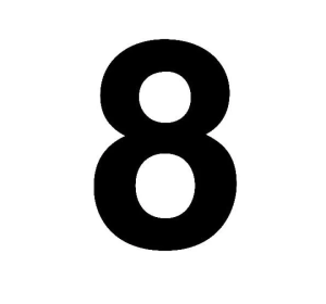 Πινακίδα ABS Αριθμός "8" Αλουμίνιο 70x85mm Μαύρο