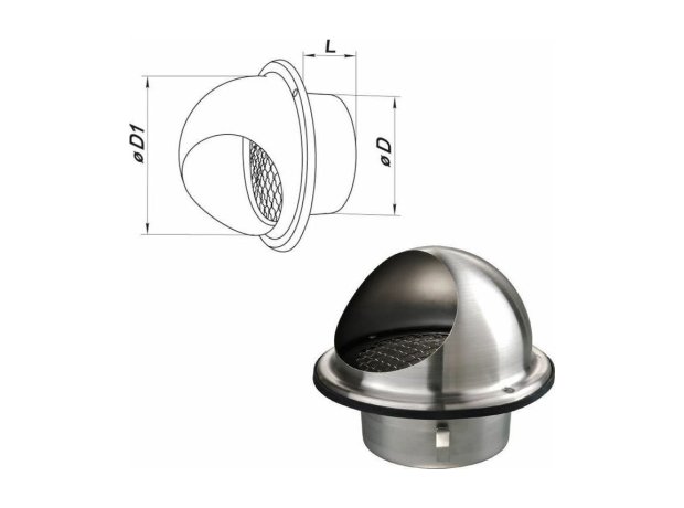 Στόμιο Εξαερισμού Inox Φ125mm
