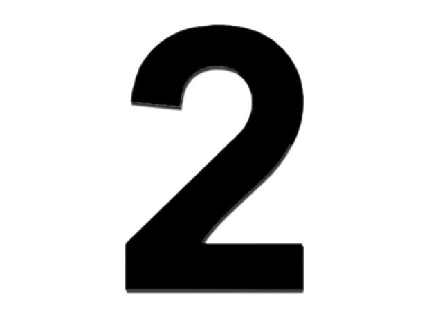 Πινακίδα ABS Αριθμός "2" Αλουμίνιο 70x85mm Μαύρο
