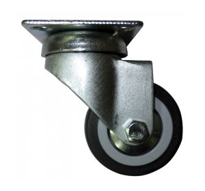 Ρόδα Φ50mm, Με πέλμα 50x50mm, 50kg, Γαλβανιζέ, Μαύρη