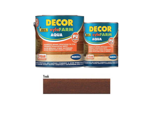 Mercola Decor Xylofarm Aqua Βερνίκι Εμποτισμού Πολυουρεθάνης Νερού Teak Σατινέ 2.5lt