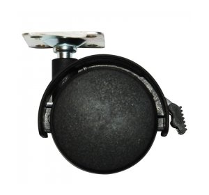 Ρόδα διπλή Φ40mm Με φρένο & πέλμα 38x38mm, 25kg, Μαύρη