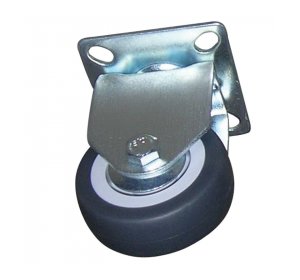 Ρόδα σταθερή Φ100mm, Με πέλμα 103x80mm, 80kg, Γαλβανιζέ, Μαύρη