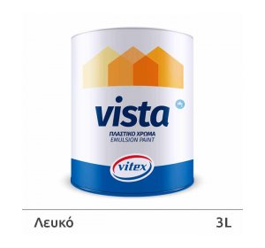 Vista Λευκό 3lt- Πλαστικό χρώμα λευκό, για εσωτερικούς χώρους