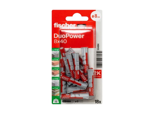 DuoPower 8x40 Νάιλον βύσμα σε blister 18τμχ
