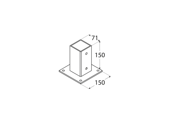 Βάση ξύλου βιδωτή 71 x 71 x150mm