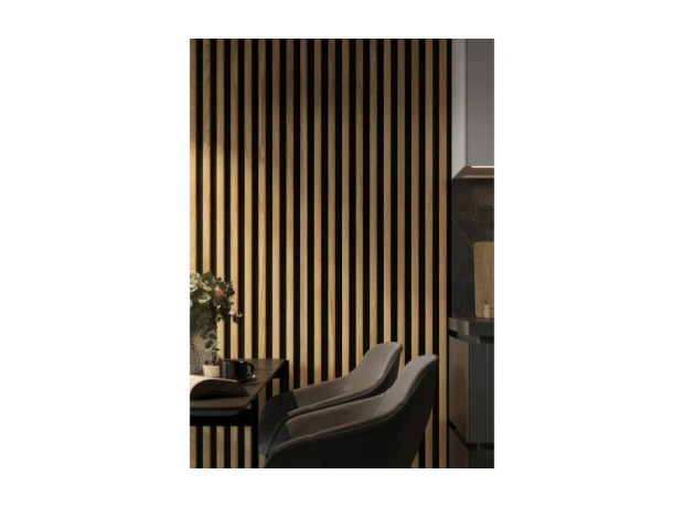 PS Panel τοίχου με 3D Πηχάκια F4 PIANO 12/122/2900mm NAT.OAK/BLACK