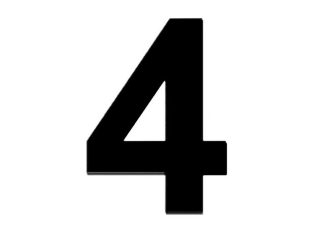Πινακίδα ABS Αριθμός "4" Αλουμίνιο 70x85mm Μαύρο