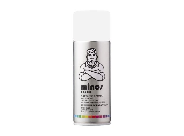 Minos Spray Σπρέι Βαφής Ακρυλικό λευκό διαγ/μισης 9003 400ml