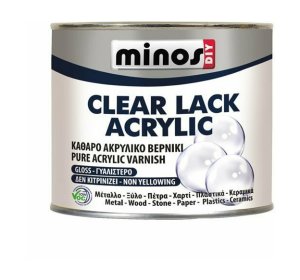 Minos Spray Clear Lack Acrylic Βερνίκι Επιφάνειας Άχρωμο Γυαλιστερό 500ml