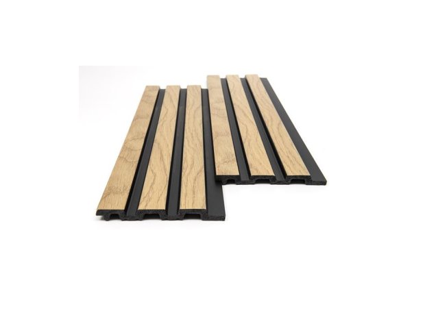PS Panel τοίχου με 3D Πηχάκια F4 PIANO 12/122/2900mm NAT.OAK/BLACK