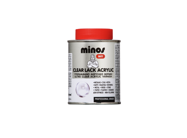 Minos Clear Lack Acrylic Βερνίκι Επιφάνειας Άχρωμο Γυαλιστερό 180ml