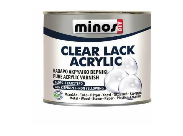 Minos Spray Clear Lack Acrylic Βερνίκι Επιφάνειας Άχρωμο Γυαλιστερό 500ml