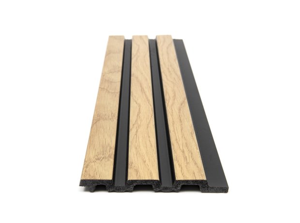 PS Panel τοίχου με 3D Πηχάκια F4 PIANO 12/122/2900mm NAT.OAK/BLACK