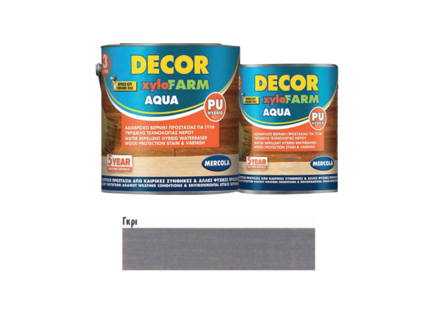 Mercola Decor Xylofarm Aqua Βερνίκι Εμποτισμού Πολυουρεθάνης Νερού Γκρι Σατινέ 750ml