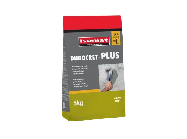 DUROCRET PLUS Grey 5kg pre-mixed, polymermodified, fiber-reinforced cement mortar,