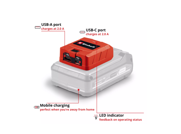 Usb Αντάπτορας Μπαταρίας. TC-CP 18 Li USB A/C-Solo